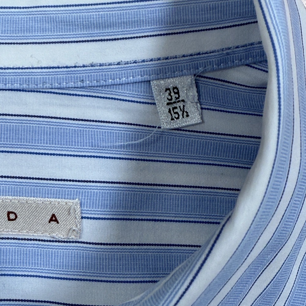 Roda Mens Blue White Striped Cotton Dress Shirt Made in Italy Size 15.5 39 - Picture 4 of 7